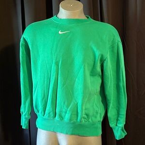 Nike women’s Bright Green Crewneck Sweatshirt with Embroidered Swoosh